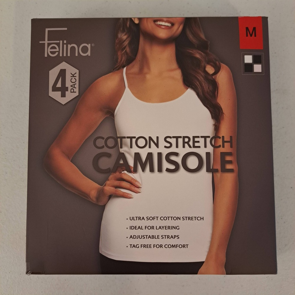 Felina Womens Tank M Multi NOB 4 Pack Cotton Stretch 1720-224